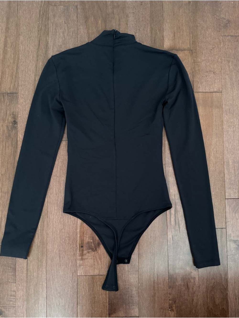 Black Long-Sleeve Mock Neck One-Piece Bodysuit - Picture 4 of 5